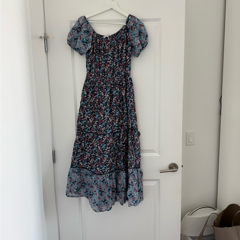 Gerard Darel Blue and Black Tiered Maxi Sundress 100% cotton lightweight